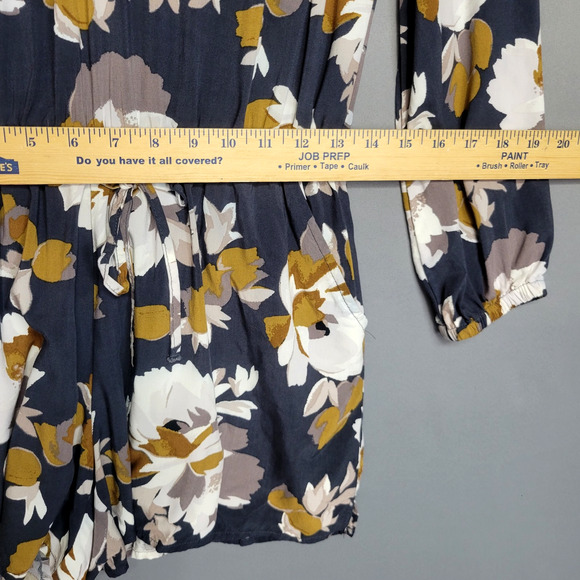 Old Navy Romper Shorts Womens Small Floral Long Sleeve Drawstring Waist Pockets - Picture 10 of 16